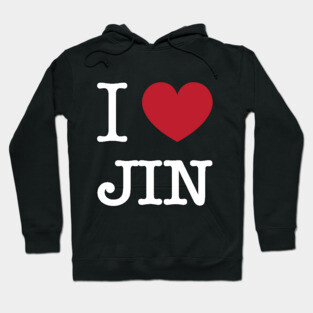 I love BTS jin kim seokjin typography Morcaworks Hoodie