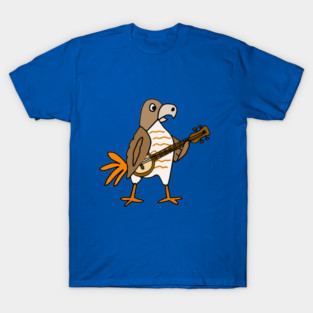 Funny Hawk Playing Banjo Cartoon T-Shirt