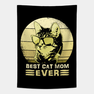 Best Cat Mom Ever Bling Tapestry
