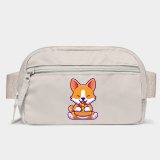 Cute Corgi Dog Eating Pizza Bag