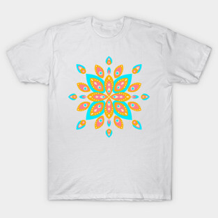 Orange and turquoise mid century mandala T-Shirt