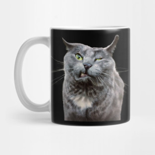 Angry Grey Cat Selfie Mug
