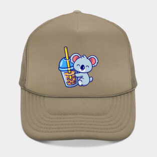 Cute Koala Hug Boba Milk Tea Hat