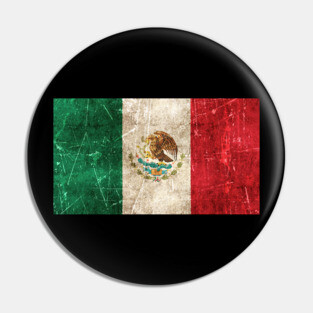 Vintage Aged and Scratched Mexican Flag Pin