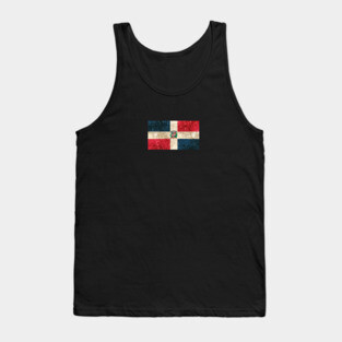 Vintage Aged and Scratched Dominican Flag Tank Top