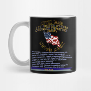Civil War - 1st United States Colored Infantry (USCT) - USA w Streamer Civil War X 300 Mug
