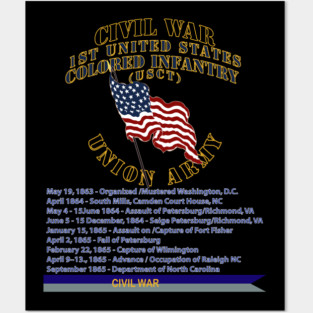 Civil War - 1st United States Colored Infantry (USCT) - USA w Streamer Civil War X 300 Posters and Art