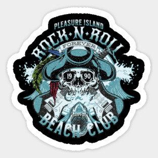 Pleasure Island Rock and Roll Beach Club Retro Distressed 1990 Design Sticker