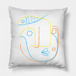 Fish bird face picasso Pillow