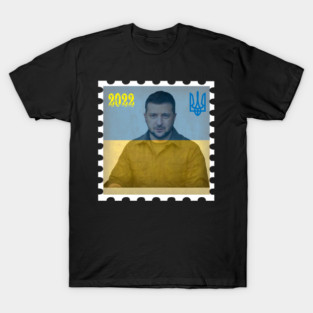 Ukrainian Zelensky Postage Stamp Stand With Ukraine Support T-Shirt