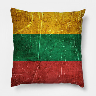 Vintage Aged and Scratched Lithuanian Flag Pillow