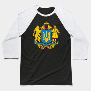 Coat of Arms Ukraine Ukrainian Flag Baseball T-Shirt