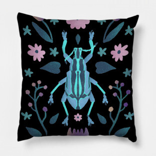 Bright Blue Beetle Pillow