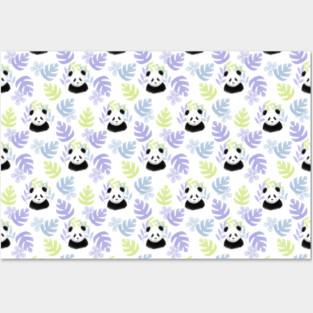 Honeydew, Lilac, and Sky Blue Panda Pattern - 1000Pandas by Amanda Roos Posters and Art