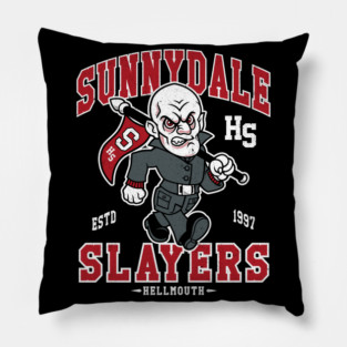 High School Vampire Slayer - Vintage Distressed Horror College Mascot Pillow