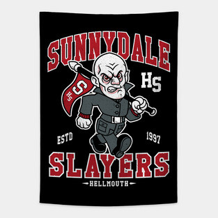 High School Vampire Slayer - Vintage Distressed Horror College Mascot Tapestry