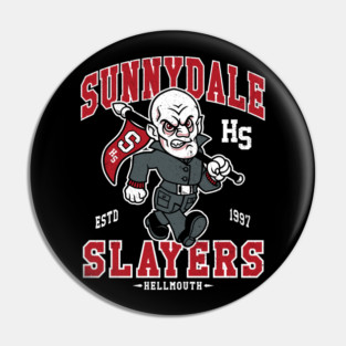 High School Vampire Slayer - Vintage Distressed Horror College Mascot Pin