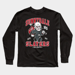 High School Vampire Slayer - Vintage Distressed Horror College Mascot Long Sleeve T-Shirt