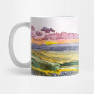 sunset field of wildflowers Mug