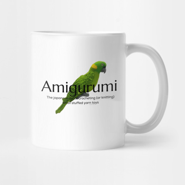 Amigurumi with Parrot and black lettering by Desert Hippie Designs