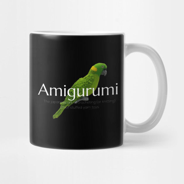 Amigurumi with Parrot and white lettering by Desert Hippie Designs