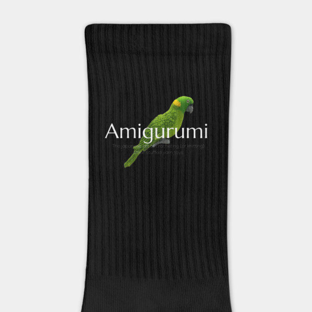 Amigurumi with Parrot and white lettering by Desert Hippie Designs