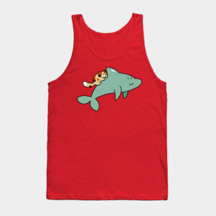 Dolphin and Calico Cat Tank Top