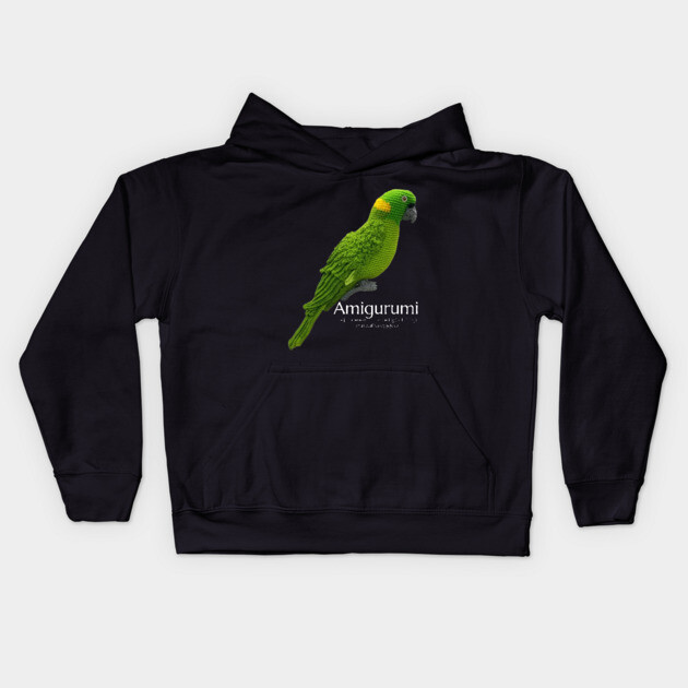 Amigurumi Parrot, white lettering Kids Hoodie by Desert Hippie Designs