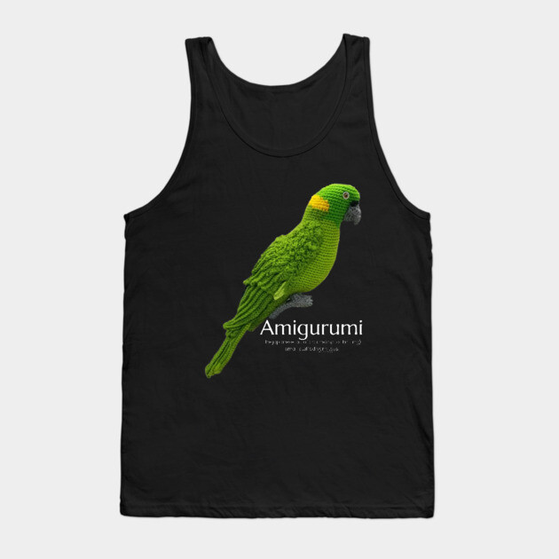 Amigurumi Parrot, white lettering Tank Top by Desert Hippie Designs