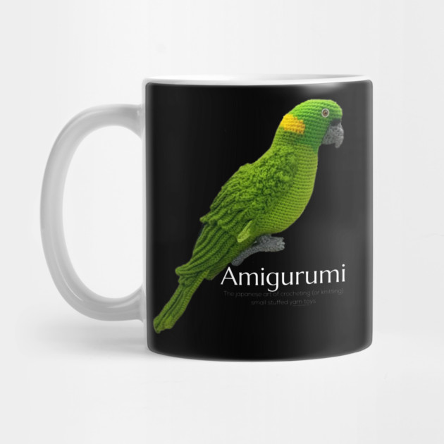 Amigurumi Parrot, white lettering by Desert Hippie Designs
