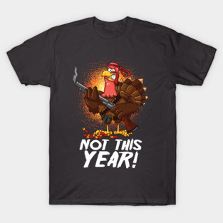 Funny Thanksgiving Mercenary Turkey Vegan Vegetarian T-Shirt