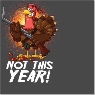 Funny Thanksgiving Mercenary Turkey Vegan Vegetarian Posters and Art