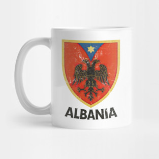 Albania / Faded Vintage Style Eagle Crest Design Mug