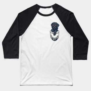 Pocket Cute Black Labrador Baseball T-Shirt