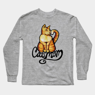 Cat Mom Orange Tabby Cat Foofer Long Sleeve T-Shirt