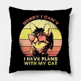 Sorry I Cant I have Plans With My Cat Sunset Pillow