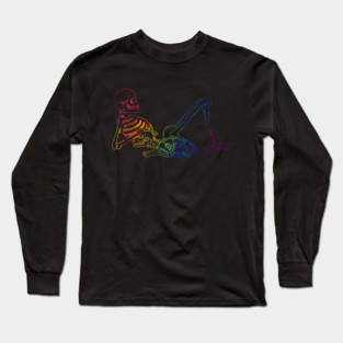 Rainbow Skeleton and Dog Long Sleeve T-Shirt