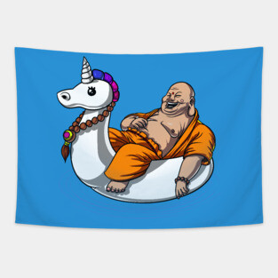 Buddha Riding Unicorn Float Tapestry