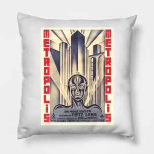 Metropolis - Science Fiction Silent Film (Art Deco Poster Design) Pillow