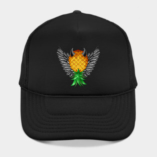 Swinger Upside Down Bad Pineapple Black Devil Horn Wings Hat