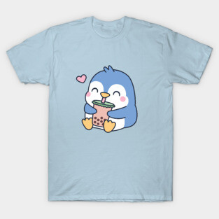 Cute Little Penguin Loves Boba Tea T-Shirt