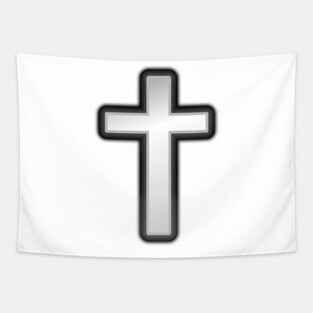 Black and White Cross Tapestry