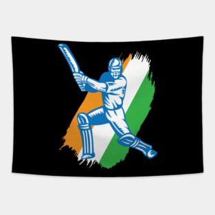 India Indian Cricket Player Batsman Design Tapestry