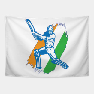 India Indian Cricket Player Batsman Design Tapestry