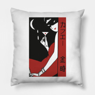 Japanese Art Nouveau --- Vintage Aesthetic Pillow