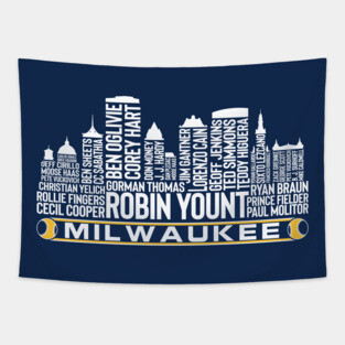 Milwaukee Baseball Team All Time Legends, Milwaukee City Skyline Tapestry