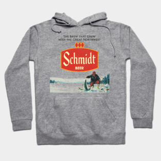 Schmidt Beer Retro Defunct Ice Fishing Nature Scene Hoodie