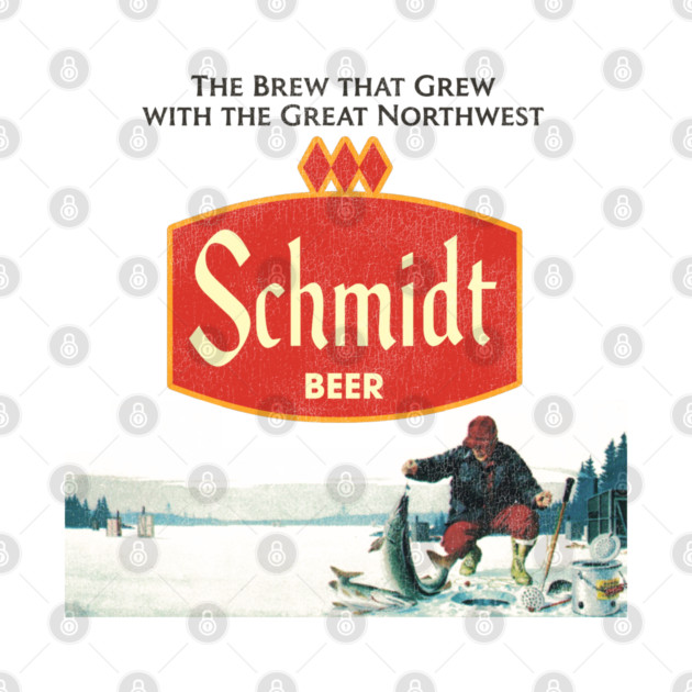 Schmidt Beer Retro Defunct Ice Fishing Nature Scene by darklordpug