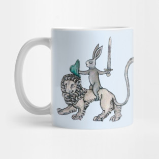 Sword-wielding Medieval Rabbit Riding a Lion Mug