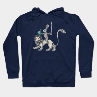 Sword-wielding Medieval Rabbit Riding a Lion Hoodie